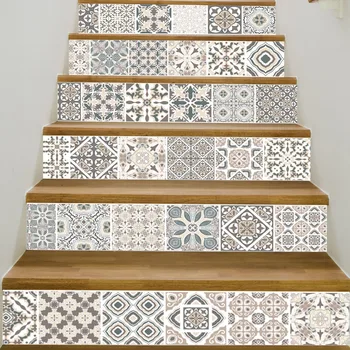 Europea Auto-adhesivo Vinly Pegatinas de colores de Jardinería Impermeable Extraíble Escaleras de la etiqueta Engomada de la Decoración del Hogar BRICOLAJE Azulejo Adhesivo