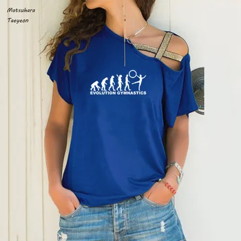 Evolución de la Gimnasia Impresión Camisetas de las Mujeres de Moda de Verano de manga Corta Camiseta de Algodón Femme Casual Harajuku Tee Superior