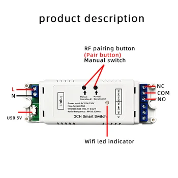 EWeLink 2CH Smart Wireless Temporizador Interruptor Módulo Receptor RF 433mHz Kit de controladores Smart WiFi Voz Interruptor de Control De Puerta de Garaje
