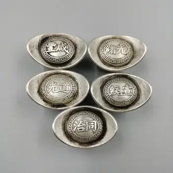 Exquisito retro (cinco emperadores) plata lingote pequeño Yuanbao 27921