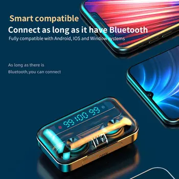 F9 TWS Inalámbrico Bluetooth Auricular 5.0 Touch Auriculares del Deporte de la prenda Impermeable de la Pantalla LED de Mic Airbuds Auricular Para el iPhone Samsung SE