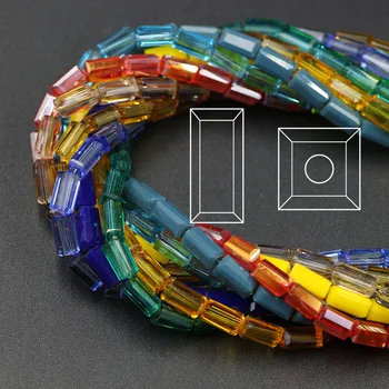 Facetas Rectangulares de Perlas de Vidrio Para la Fabricación de Joyas a Granel 2X4/3X6/4X8/6X12MM Plaza de Perlas de Cristal Collar De la Pulsera de DIY Manualidades