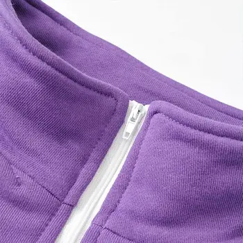 Felpa Cálida del Soporte Sólido Collar de las Mujeres Conjuntos de la Cremallera de la Sudadera Corta la parte Superior de Elástico en la Cintura Sueltos Pantalones de Mujer ropa Deportiva Primavera de Invierno