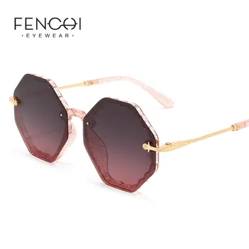 FENCHI Rosa, Mujer de las Gafas de sol Polarizadas 2020 Retro de las gafas sin Montura de Lujo de la Marca de Gafas de Sol de Conducción Gafas de Mujer Oculos De Sol