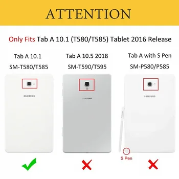Ficha de 10.1 T580 T585 Flip Case Para Samsung Galaxy Tab A6 10.1 2016 SM-T580 SM-585 de la PU del Soporte del Cuero de la Cubierta elegante Para la Ficha A6 10.1