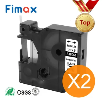 Fimax 2 Pcs Compatibles Dymo Industrial de Calor Tubo Retráctil 18051 18052 18053 18054 18055 18056 Fabricante de Etiquetas DYMO Rhino Impresora de Etiquetas