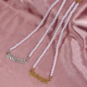 Flatfoosie de Moda de Imitación de la Perla Gargantilla Collar de las Mujeres del Color del Oro Babygirl letras Colgante, Collar de Diseño Único de la Joyería de Regalo