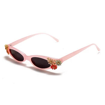 Flor de temporada de ojo de gato gafas de sol de las señoras retro punk poco de gafas de sol de los hombres de punk gafas de sombra Oculos unisex gafas UV400
