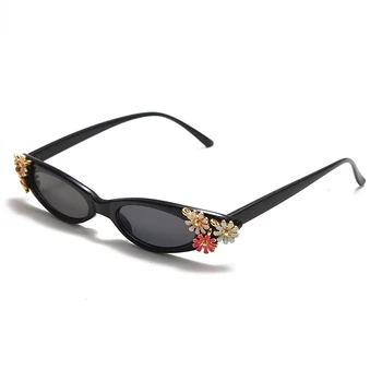 Flor de temporada de ojo de gato gafas de sol de las señoras retro punk poco de gafas de sol de los hombres de punk gafas de sombra Oculos unisex gafas UV400