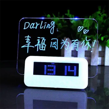 Fluorescente LED Message Board Multifunción Reloj despertador Digital Perezoso Estudiante de Música Creativa de la Alarma del Reloj el Día de san Valentín Regalos