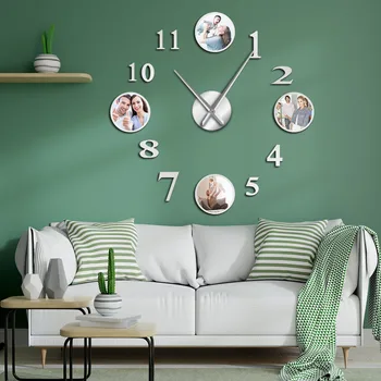 Foto de Marco de fotos de BRICOLAJE Gran Reloj de Pared Personalizado con Foto Decorativa de la Sala de estar de la Familia de Reloj de Imágenes Personalizadas Marco de Gran Reloj