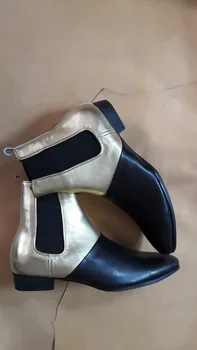 FR.LANCELOT 2020 nuevo color mezclado botas de los hombres de cuero genuino botas planas del talón de retazos de cuero botines de deslizamiento en los hombres de fiesta zapatos