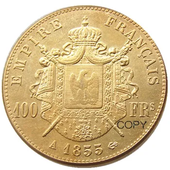 Francia 1855 - 1859 - A - B 100 Francos De Oro Plateado Copia Decorar Moneda