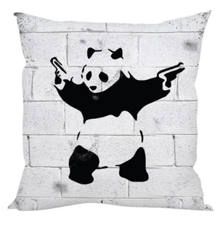 Fresco Banksy Graffiti Armadas Panda La Funda Del Cojín Negro Blanco Panda Cojín Caso Cubre Los Casos De Algodón Personalizada Gifts18