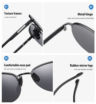 FUQIAN 2020 Ronda Polarizado Gafas de sol de las Mujeres de los Hombres de la Moda de las gafas sin Montura Gafas de Sol Masculinas de Luz Ultra TR90 del Conductor Gafas UV400