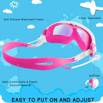 Gafas de Natación de niños Profesional Anti-Niebla UV Protección Gafas de Natación Con Tapones para los oídos Ajustable Niños Nadan Gafas