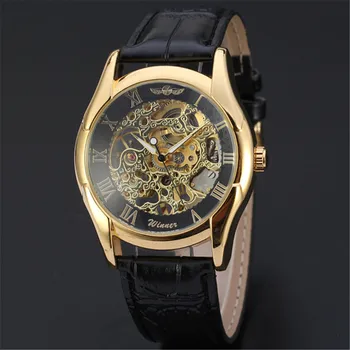 GANADOR para Hombre de Pulsera Reloj Mecánico de los Hombres Superiores de la Marca de Lujo del Reloj del Negocio del Ejército de los Relojes del Deporte Militar Esqueleto Relojes de Regalo de 112