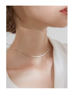 Gargantilla de accesorios S925 collar de la plata esterlina con el ins brillante amplia de clavícula collar de cadena para mujeres regalos de cumpleaños