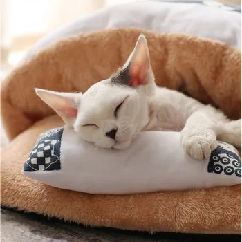 Gato Cama Nido Cálido De Invierno Gato Lavable Perro Pequeño Saco De Dormir De Productos Para Mascotas