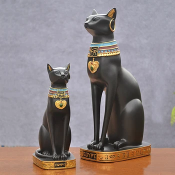 Gato egipcio de la pirámide de la estatua de jesús dios zeus gato del templo de dios chuchería gato de la suerte estatua, estatuilla juego de té de la decoración de la decoración del hogar