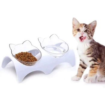 Gato Perro Tazones, Planteadas con Soporte Anti-Vomiting15 Grado Inclinado Pet Bowl plato de Comida y Agua Saludable e Higiénico de Alimentador de Tazones