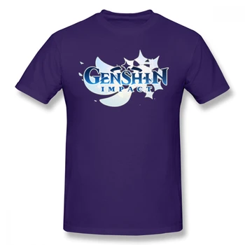 Genshin Impacto de la Acción de Juego de Rol 2020 de la Nueva Llegada de la Camiseta Azul con cuello redondo de Algodón para Hombres