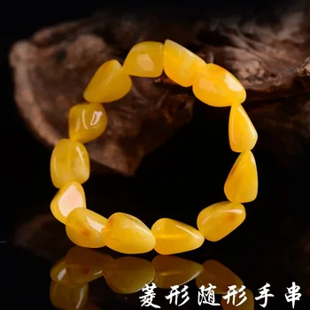 Genuino Natural de color Amarillo Ámbar Oval de piedras preciosas Perlas de 8mm Pulsera Piedra de Curación de la Moda las Mujeres los Hombres Jerwelry AAAAA