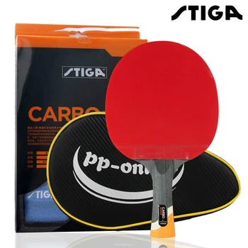 Genuino STIGA pro carbon 6 ESTRELLAS de alta calidad de la raqueta de tenis de mesa Raquete De Ping Pong con Brazales de Tenis de Mesa de carbono de la Cuchilla