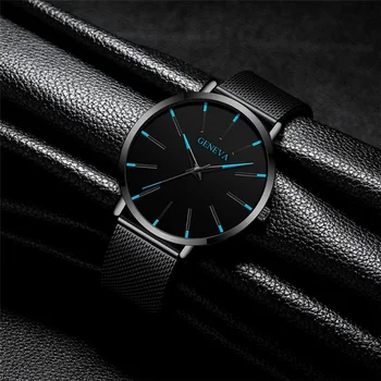 GINEBRA 2019 Reloj de los Hombres Reloj Ultra-Delgada de los Hombres de Negocios de los Relojes de Cuarzo de la Correa de la Malla de Simple Reloj de Pulsera Masculino Reloj Relojes masculino