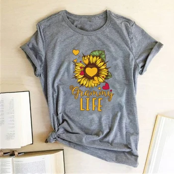 Girasol Glam Vida Impresión camisetas de Ropa de Mujer de Verano Camisetas de las Mujeres 2020 de Verano de Algodón Camiseta Mujer Camiseta Mujer