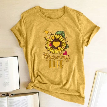 Girasol Glam Vida Impresión camisetas de Ropa de Mujer de Verano Camisetas de las Mujeres 2020 de Verano de Algodón Camiseta Mujer Camiseta Mujer