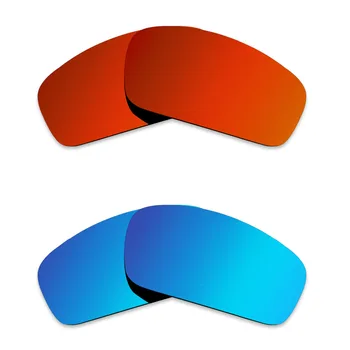 Glintbay 2 Pares de Gafas de sol Polarizadas de Reemplazo de Lentes de Oakley Monster Pup Rojo Fuego y Hielo Azul