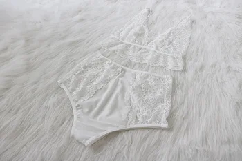 GOYHOZMI lencería Sexy hot mujeres Exóticas Prendas de vestir conjuntos de ropa interior en blanco y negro de encaje de la parte superior + calzoncillos de encaje íntimos conjunto