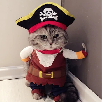 Gracioso Gato Ropa Pirata Traje Ropa Para Disfraz De Gato De La Ropa Corsair De Halloween Ropa De Vestir Gato De La Fiesta De Traje