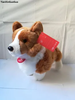 Gran 32cm de dibujos animados de color marrón welsh corgi suave muñeca encantadora corgi perro de peluche de juguete de regalo de cumpleaños de w1938