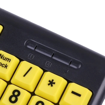 Gran Carta Negro de Impresión Amarillo Botón USB Teclado con Cable Para los Ancianos y de Baja Visión