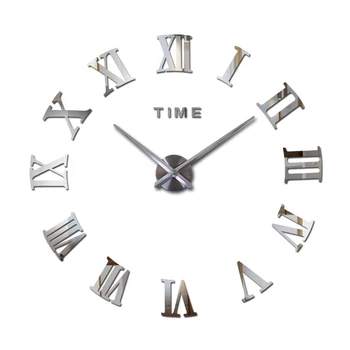 Gran espejo acrílico reloj de pared diy reloj de cuarzo de una Sola Cara de los relojes de casa moderna de la decoración de la sala de estar círculo romano pegatinas