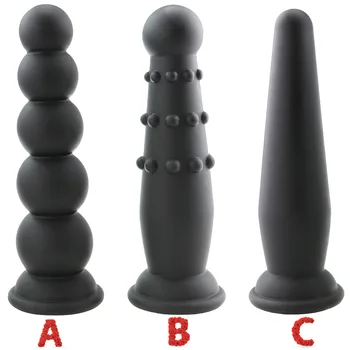 Gran tamaño de la fuerza de succión de silicona anal butt plug perlas de la estimulación de la bola consolador masaje de próstata pene falso punto G juguetes Sexuales