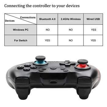 GTIPPOR Inalámbrica bluetooth Gamepad Para N-Switch Pro NS-Switch Pro NS Pro Pad Juego de palancas de mando Controlador con 6 Ejes de la Manija
