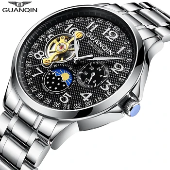 GUANQIN 2020 hombres de los relojes de la marca superior de negocios de lujo reloj Automático de Tourbillon impermeable reloj Mecánico relogio masculino
