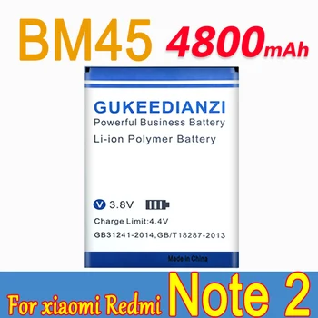 GUKEEDIANZI BM45 4800mAh Batería del Teléfono Para Xiaomi Redmi Note 2 Arroz Rojo Note2 Teléfono Móvil Polímero Li-ion de Reemplazo de Baterías