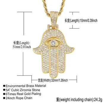 Hamsa Mano Colgante de Collar de las Mujeres de los Hombres Asmulet de Cobre, Oro y Plata de Color de la Mano de Fátima Gargantilla Islámica de la Joyería Regalos Amuleto