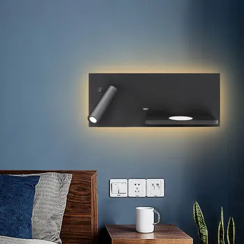 Hartisan Lámpara de Pared LED Con Interruptor Inalámbrico USB Recargable Luz de Pared de Dormitorio 350° Giratorio Spot Luz de la Noche la Iluminación de Interiores 52515