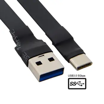 Hasta en Ángulo Plano USB-C Cable de Tipo C Macho a USB3.0 Cable de Datos 20cm Slim Flat Blanda para Tablet y Teléfono y ordenador Portátil
