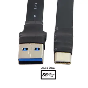 Hasta en Ángulo Plano USB-C Cable de Tipo C Macho a USB3.0 Cable de Datos 20cm Slim Flat Blanda para Tablet y Teléfono y ordenador Portátil
