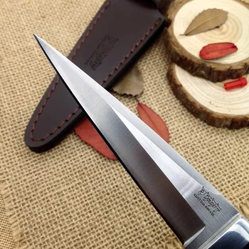Hechos a mano de Camping cuchillo de caza inoxidable en Frío AUS+ fijo de acero hoja de los cuchillos de mango de Madera de Cuero de la vaina de supervivencia al aire libre de la EDC herramienta