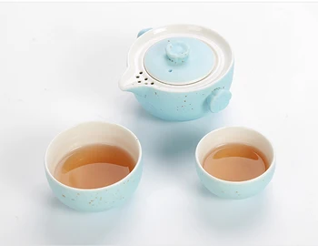 Hechos a mano de Viajes el juego de té Incluyen 1 Bote 2taza,kung fu gaiwan tetera taza de té y la Cristalería de oficina de personal de viaje portátil Teaware 69311