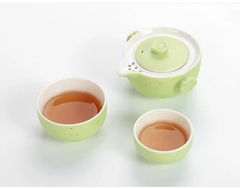 Hechos a mano de Viajes el juego de té Incluyen 1 Bote 2taza,kung fu gaiwan tetera taza de té y la Cristalería de oficina de personal de viaje portátil Teaware