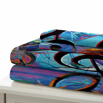 HELENGILI 3D, juego de Cama Notas Musicales de Impresión Cubierta de Edredón Conjunto Realista de Ropa de cama con funda de Almohada de Cama Conjunto de Textiles para el Hogar #YF01 25598