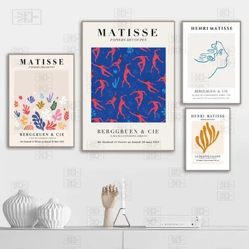 Henri Matisse Arte Abstracto Pintura Imprime Rojo Azul Collage De Recortes De Figuras Ilustración Cartel De La Imagen De La Lona De La Galería De Arte De La Pared Decoración